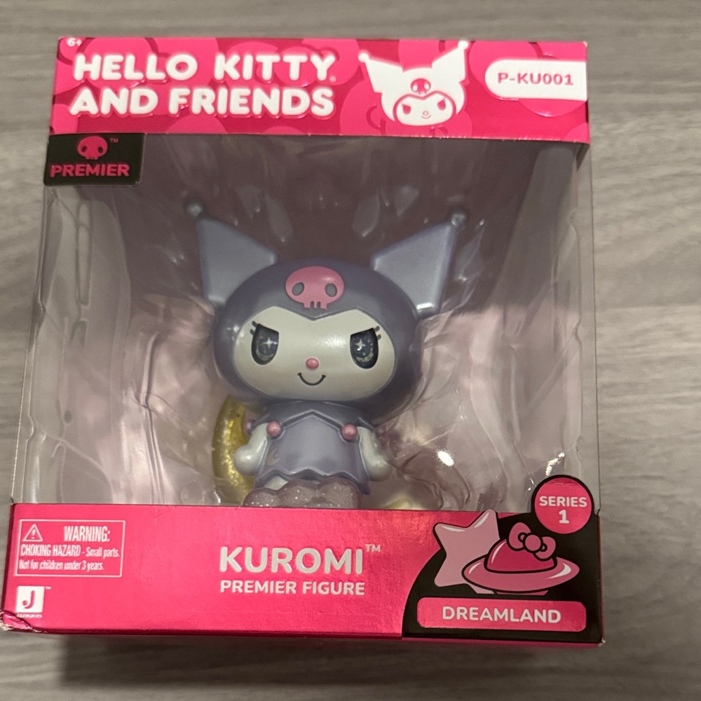 Hello Kitty Kuromi Figure with Pink and Gray